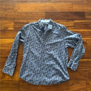 QUIETI Mens Long Sleeve Floral Print Button Down Shirt Size L‎